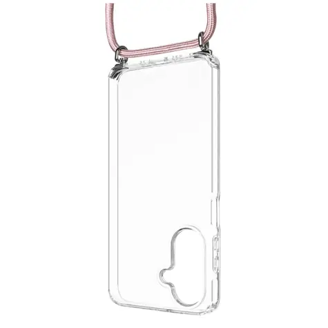 FIXED Pouzdro Pure Neck s odnímatelnou růžovou šňůrkou na krk pro Samsung Galaxy A26 5G