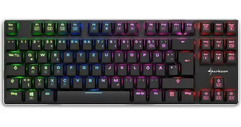 Sharkoon PureWriter TKL RGB / nízkoprofilová herní klávesnice / mechanická / drátová / RGB / Kailh Blue spinač / DE
