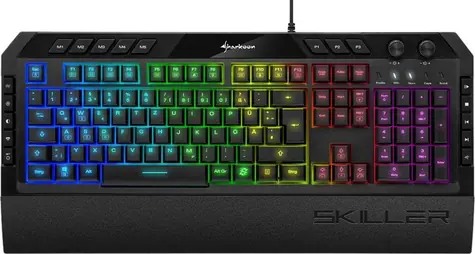 Sharkoon Skiller SGK5 černá / herní klávesnice / drátová / RGB / Rubberdome spinač / DE
