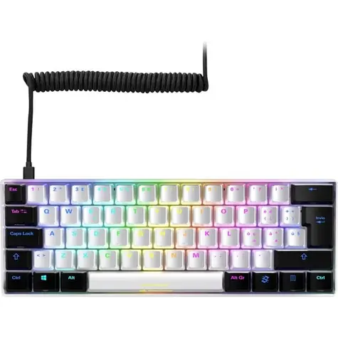 Sharkoon SKILLER SGK50 S4 bílá / herní klávesnice / mechanická / drátová / RGB / Kailh Red spinač / IT