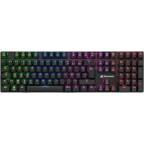 Sharkoon PureWriter RGB černá / nízkoprofilová herní klávesnice / mechanická / drátová / RGB / Kailh LP rofile Blue / FR