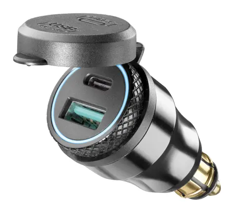 Interphone DIN adaptér s 1 x USB a 1 x USB-C výstupem pro motocykly černý