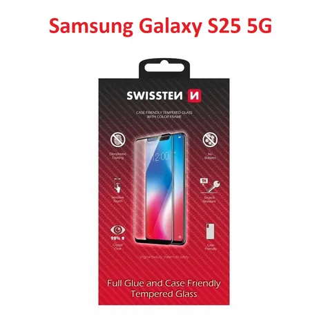 SWISSTEN FULL GLUE COLOR FRAME CASE FRIENDLY sklo pro SAMSUNG S931B GALAXY S25 5G černá