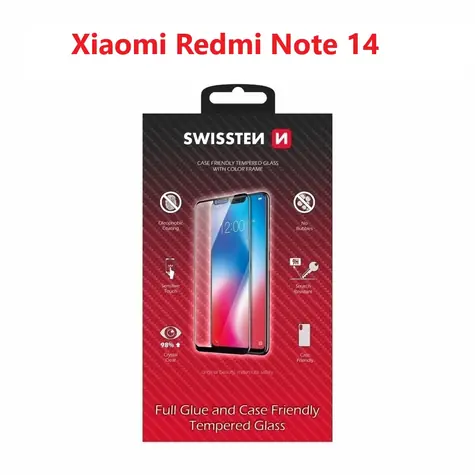 SWISSTEN FULL GLUE COLOR FRAME CASE FRIENDLY sklo pro XIAOMI REDMI NOTE 14 5G černá