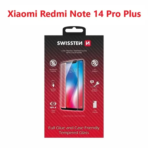 SWISSTEN FULL GLUE COLOR FRAME CASE FRIENDLY sklo pro XIAOMI REDMI NOTE 14 PRO PLUS 5G černá