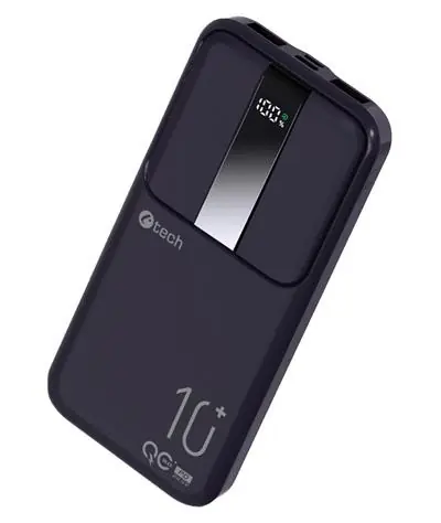 C-TECH BATCT1341 22.5W 10000 mAh černá / Power Bank / USB-A / USB-C  / 5V & 9V & 12V
