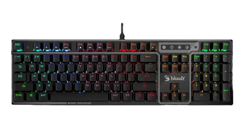 A4tech BLOODY B750N černá / Herní klávesnice / RGB / CZ layout / Green Switch / USB-A / 1.8 m