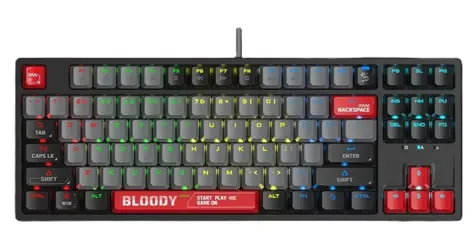 A4tech BLOODY S87 (Red Switch) černá / Herní klávesnice / RGB / CZ layout / Red Switch / USB-A / 1.8 m