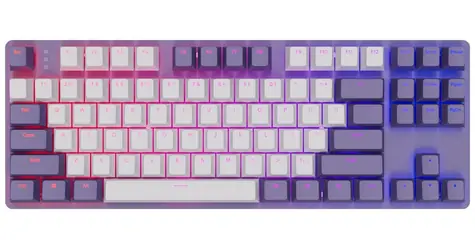 Dark Project KD87A bílo-fialová / herní klávesnice / mechanická / spínače G3MS Sapphire / RGB / USB / 1.8m