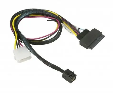 Supermicro kabel SFF-8643 samec > U.2 SFF-8639 samec + MOLEX napájecí konektor / 55 cm