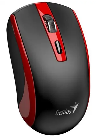 Genius ECO-8150 černo-červená / Optická bezdrátová myš / 1200 dpi / Copilot / 4 tlačítka / dobíjecí