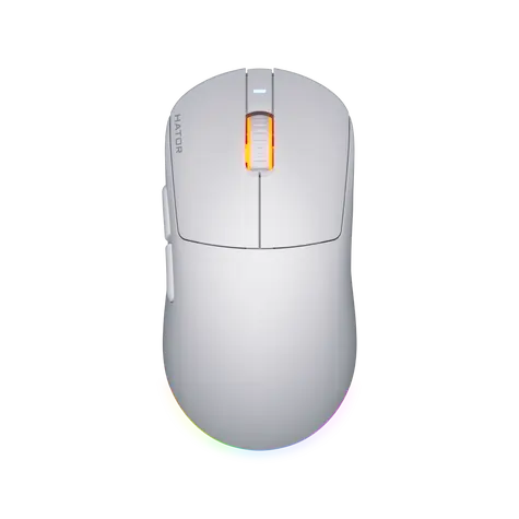 Hator HTM-731 Quasar 3 bílá / herní bezdrátová myš / optická / 12000 DPI / 6 tlačítek / 2.4GHz / Bluetooth / USB