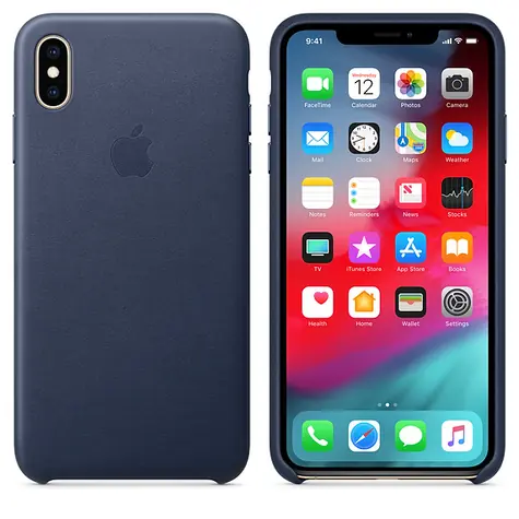 Rozbaleno - Apple Leather Case kožený kryt pro iPhone XS Max půlnočně modrá / rozbaleno