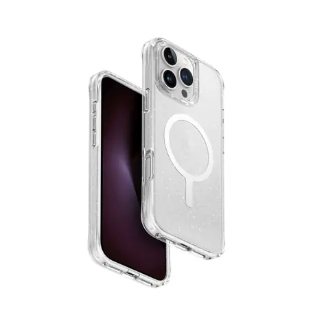 UNIQ LifePro Xtreme MagClick ochranný kryt na Apple iPhone 16 Pro Max čirá se třpytkami