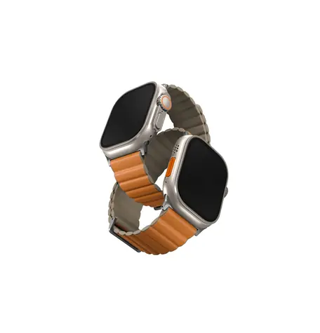 UNIQ Revix Premium Edition Reversible Magnetic řemínek pro Apple Watch 49 & 45 & 44 & 42 mm - SAFFRON (oranžová & khaki)