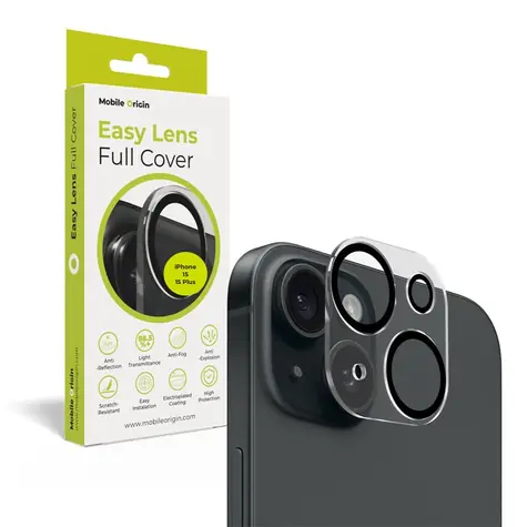 Mobile Origin Easy Lens full cover ochranné sklo na objektiv pro Apple iPhone 15/15 Plus čirá