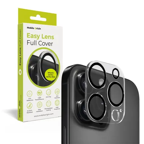 Mobile Origin Easy Lens full cover ochranné sklo na objektiv pro Apple iPhone 15 Pro/15 Pro Max čirá