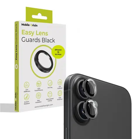 Mobile Origin Easy Lens guards ochranné sklo na objektiv pro Apple iPhone 16/16 Plus černá