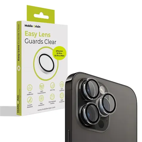 Mobile Origin Easy Lens guards ochranné sklo na objektiv pro Apple iPhone 13 Pro/13 Pro Max čirá