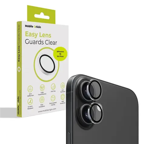 Mobile Origin Easy Lens guards ochranné sklo na objektiv pro Apple iPhone 16/16 Plus čirá