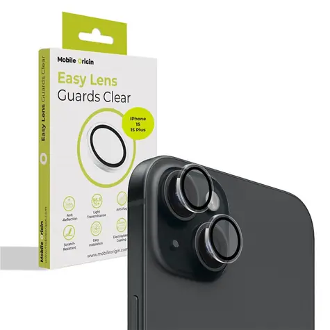 Mobile Origin Easy Lens guards ochranné sklo na objektiv pro Apple iPhone 15/15 Plus čirá