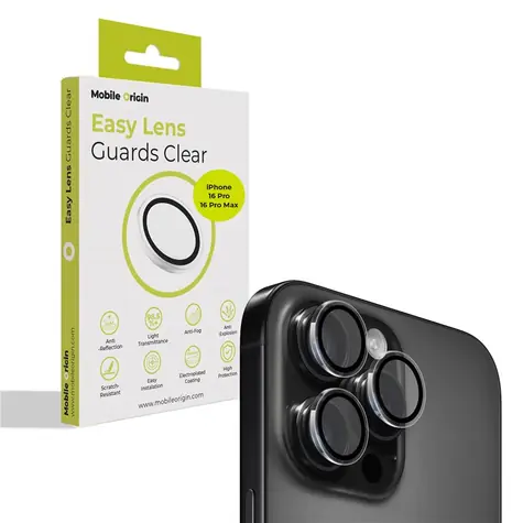 Mobile Origin Easy Lens guards ochranné sklo na objektiv pro Apple iPhone 16 Pro/16 Pro Max čirá