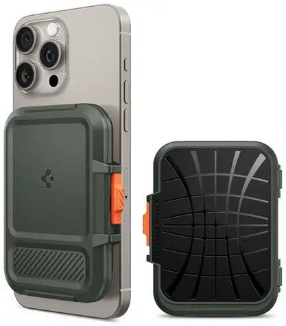 Spigen iPhone Lock Fit MagSafe peněženka zelená 