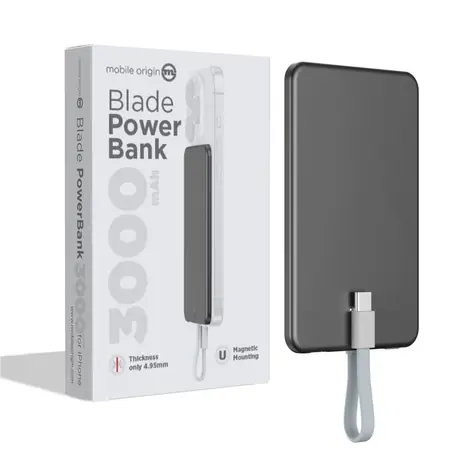 Mobile Origin Blade PowerBank 3000mAh šedá / 2x USB-C / MagSafe 