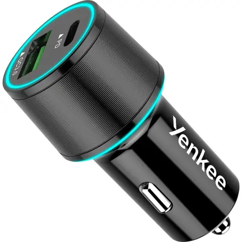 YENKEE YAC 2142 černá / autonabíječka / 1x USB-A / 1x USB-C / QC 3.0 / PD / 18W