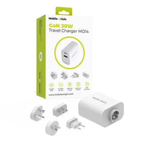 Mobile Origin GaN 30W Travel Charger MO14 / Cestovní nabíječka / EU | USA | UK | AUS