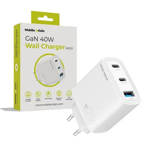 Mobile Origin GaN 40W Wall Charger MO13  / Nabíječka / 1x USB-A + 2x USB-C