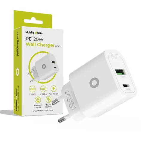 Mobile Origin PD20W Wall Charger MO12 / Nabíječka / 1xUSB-A + 1xUSB-C