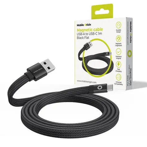 Mobile Origin Magnetic Flat Patented Original Cable USB-A to USB-C 1m černá