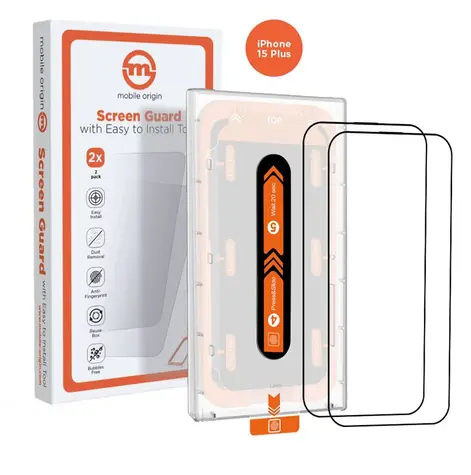 Mobile Origin Orange Screen Guard ochranné sklo pro Apple iPhone 15 Plus s aplikátorem / 2 ks