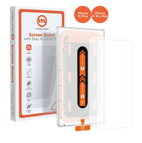 Mobile Origin Orange Screen Guard ochranné sklo pro Apple iPhone 15 Pro Max/15 Plus s aplikátorem / 2 ks