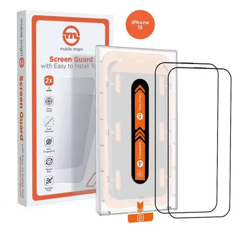 Mobile Origin Orange Screen Guard ochranné sklo pro Apple iPhone 15 s aplikátorem / 2 ks