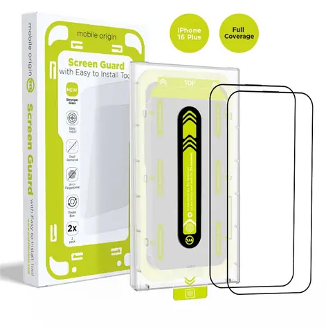 Mobile Origin Screen Guard ochranné sklo pro Apple iPhone 16 Plus s aplikátorem černá / 2 ks
