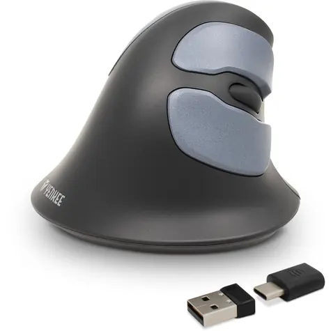 YENKEE YMS 5030 WL ErgoSnug černá / vertikální bezdrátová optická myš / 1600 DPI / 7 tlačítek / 2.4 GHz