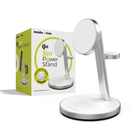 Mobile Origin Qi2 PowerStand 3in1 with GAN adapter 35W bílá / nabíjecí stanice