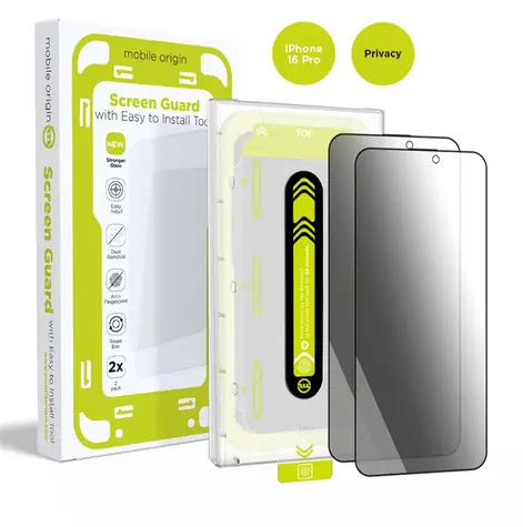 Mobile Origin Screen Guard Privacy ochranné sklo pro Apple iPhone 16 Pro s aplikátorem / 2 ks