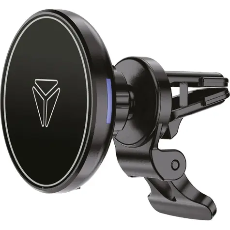 YENKEE YSM 615 černá / Magnetický držák do mřížky ventilace / bezdrátové nabíjení 15W / otočný