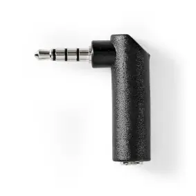 Nedis Stereo audio adaptér jack 3.5 mm (M) - jack 3.5 mm (F) černá / 90° úhel / poniklovaný 