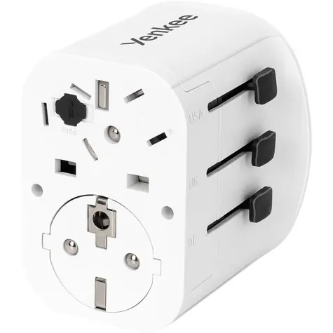 YENKEE YAT UN1 VIGO bílá / Cestovní adaptér universální / 3x USB-A / max 15W