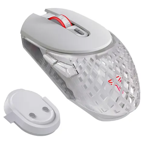 YENKEE YMS 3002WE AURA WL bílá / bezdrátová herní optická myš / 15000 DPI / 6 tlačítek / 2.4 GHz / BT / USB-C