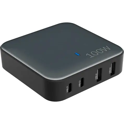 YENKEE YAC 4100 černá / Nabíjecí stanice / 2x USB-C / 2x USB-A / QC 4.0+ / 100W 