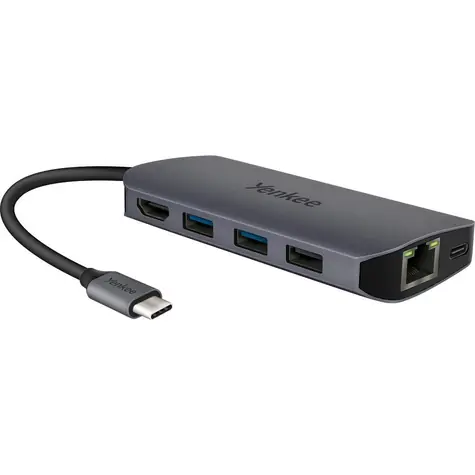 YENKEE YTC 081 Multiport Hub / Dokovací stanice / 2x USB-A 3.0 / 1x USB-A 2.0 / 1x USB-C / 1x HDMI / 1x RJ-45 / Micro SD