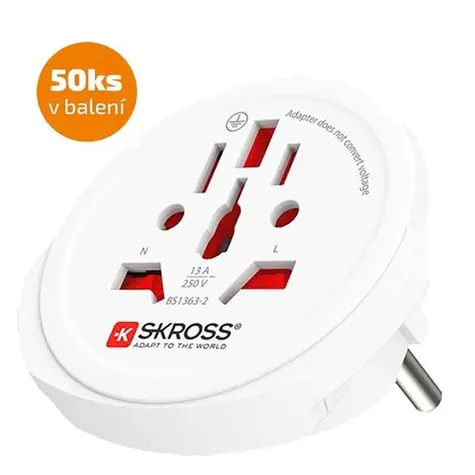 SKROSS cestovní adaptér Europe pro cizince v ČR / 50-pack / typ E & F