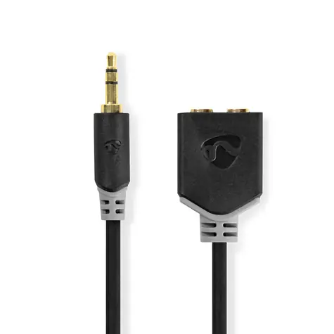 Nedis Stereo Audio kabel jack 3.5 mm (M) - 2x jack 3.5mm (F) 0.20 m černá