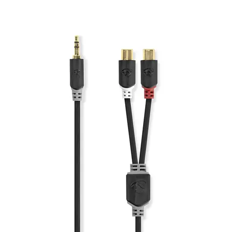 Nedis Stereo Audio kabel jack 3.5 mm (M) - 2x RCA (F) 0.20 m černá