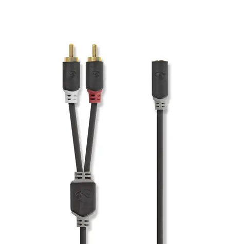 Nedis Stereo Audio kabel 2x RCA (M) - jack 3.5 mm (F) 0.20 m černá 